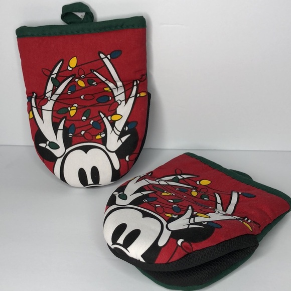 Disney 2 Pack Mickey Mouse Oversized Mini Mitts Christmas Lights MCM Retro Green - Picture 8 of 14